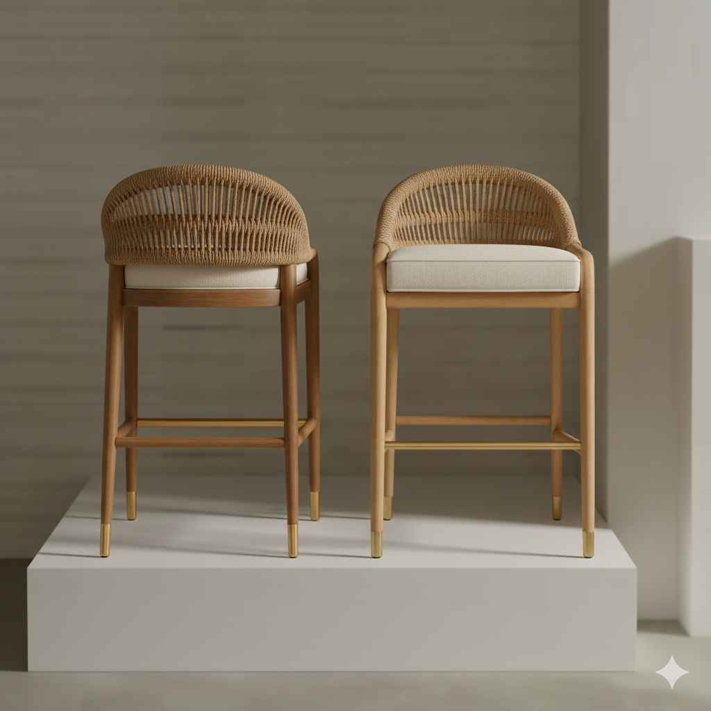 Fara Rope-Backed & Upholstered Bar & Counter Stool