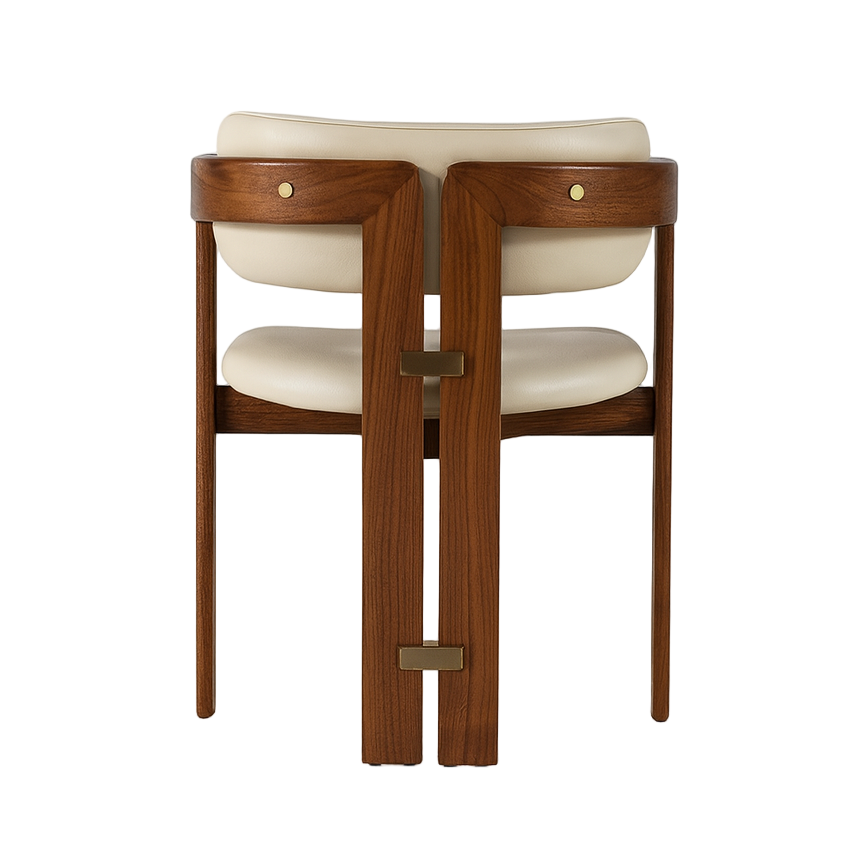 Pamplona Walnut Dining Chair with Rubio Monocoat Finish and Cream Gruppo Mastrotto Leather