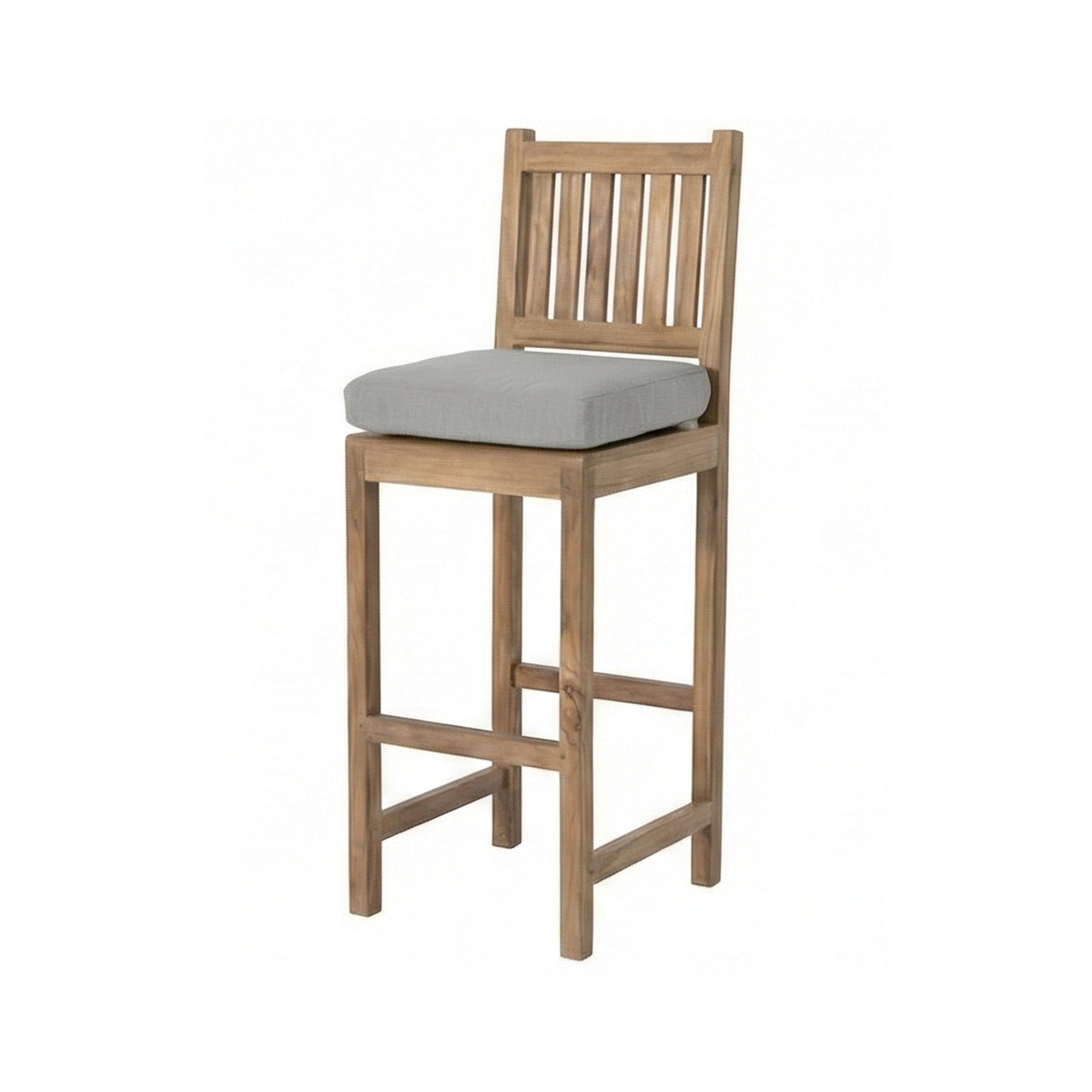 Patrice Upholstered Armless Teak Outdoor Bar Stool