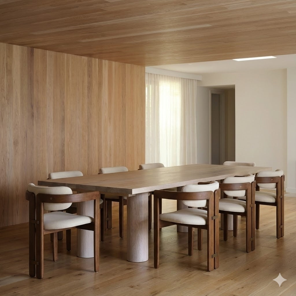 Pamplona Walnut Dining Chair with Rubio Monocoat Finish and Cream Gruppo Mastrotto Leather
