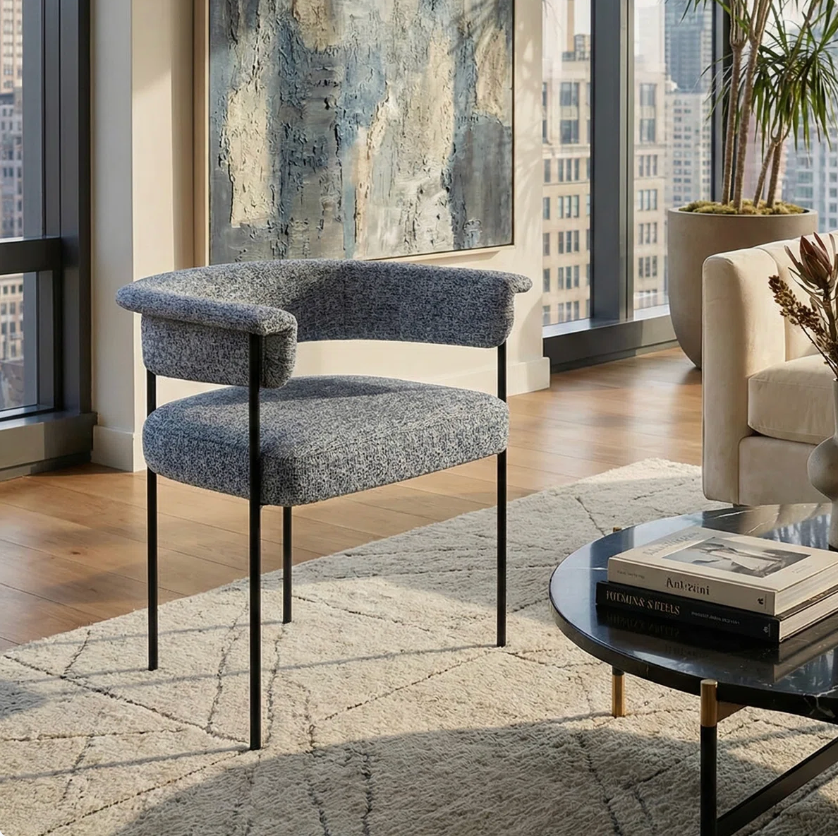 Mikra Dining Chair Gray Boucle