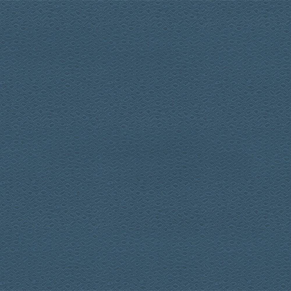 Close-up of a deep blue textured upholstery fabric swatch with a small repeating pebble pattern, 50% cotton 50% polyester blend suitable for sofa upholstery.