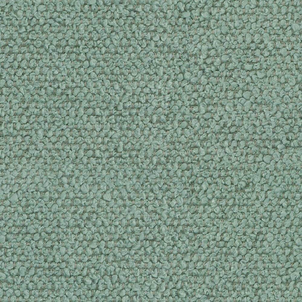 Close-up of seafoam green bouclé upholstery fabric in 100% polyester showing a dense looped texture, ideal for Allmodern-style sofas.