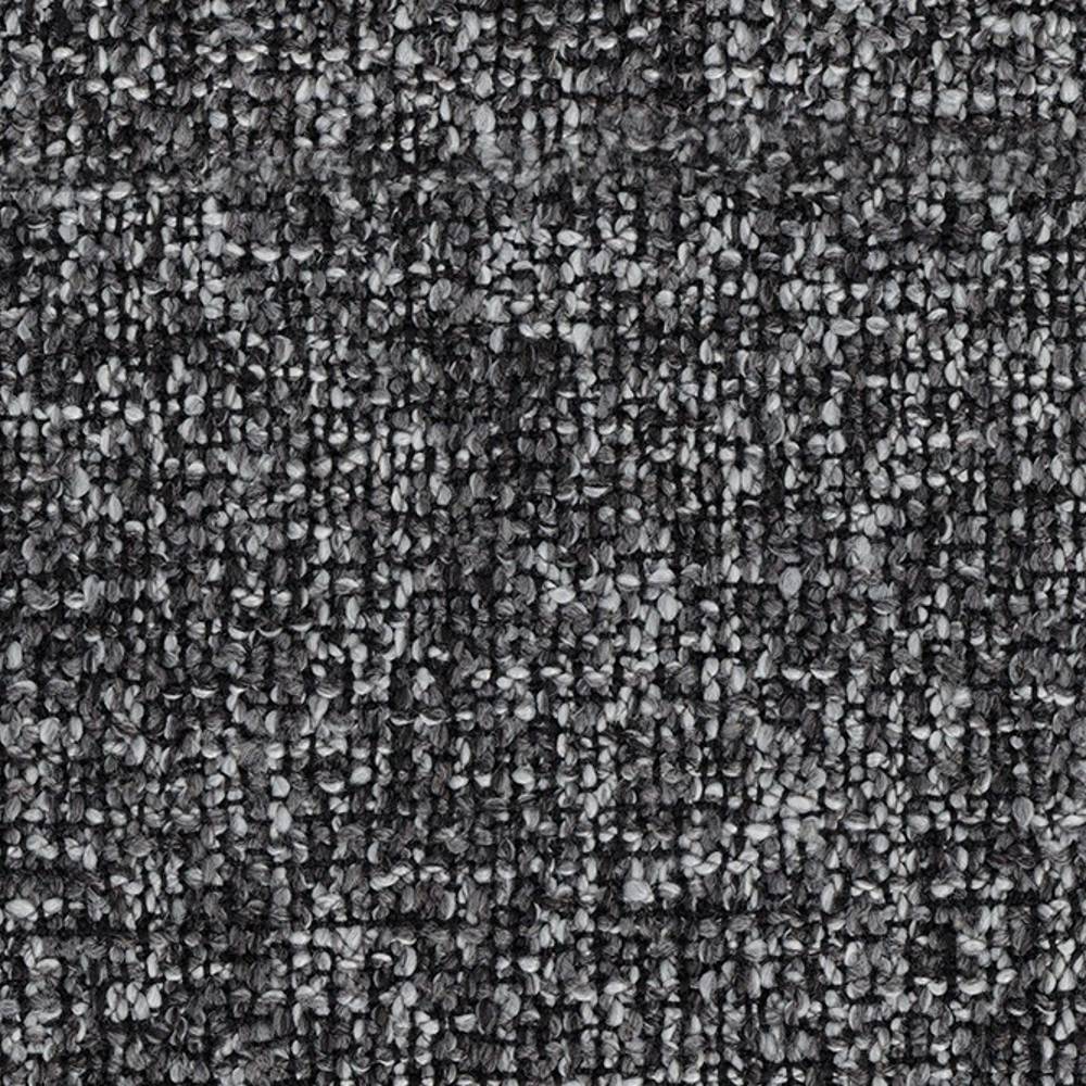 Close-up of a neutral charcoal-gray looped upholstery fabric swatch in 70% acrylic, 30% polyester with a textured bouclé weave, ideal for contemporary and modern sofas.