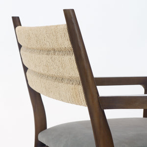 Samsara Dining Chair with Rope Backrest with Leather Seat
