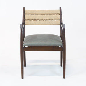 Samsara Dining Chair with Rope Backrest with Leather Seat