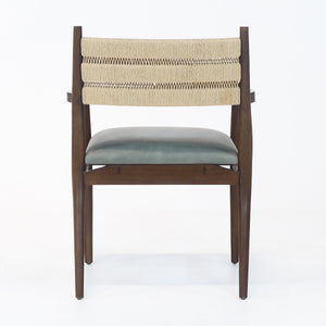 Samsara Dining Chair with Rope Backrest with Tan Leather Seat