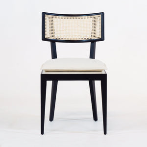 Francois Dining Chair with Rattan Backrest and Upholstered Seat