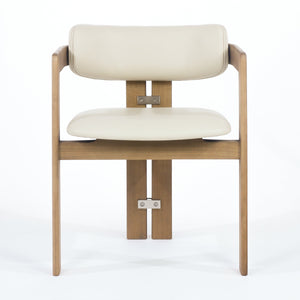 Pamplona Teak & Beige Leather Dining Chair