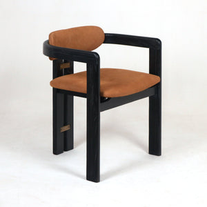 Pamplona Black, Brass & Nubuck Dining Chair