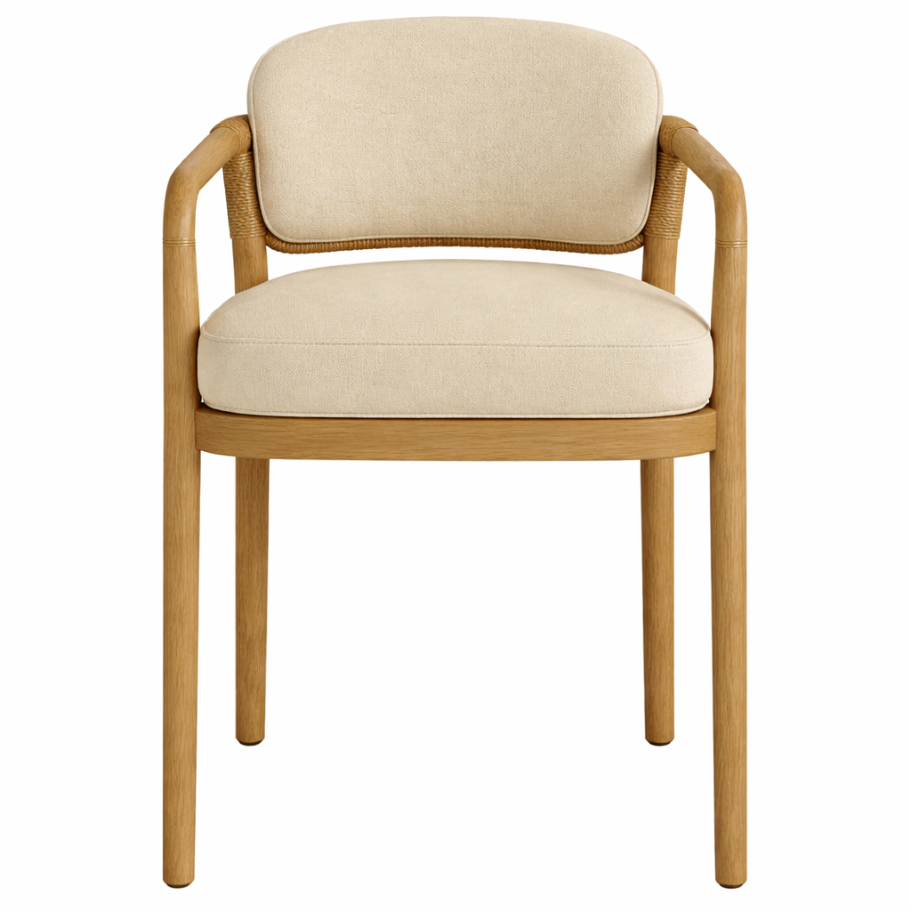 Paros Wooden Rope-Backed & Upholstered Dining Chair