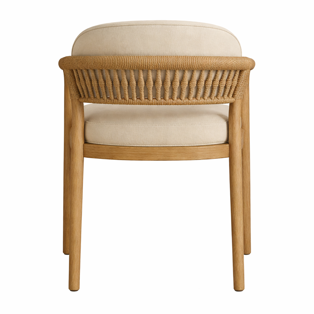 Paros Wooden Rope-Backed & Upholstered Dining Chair