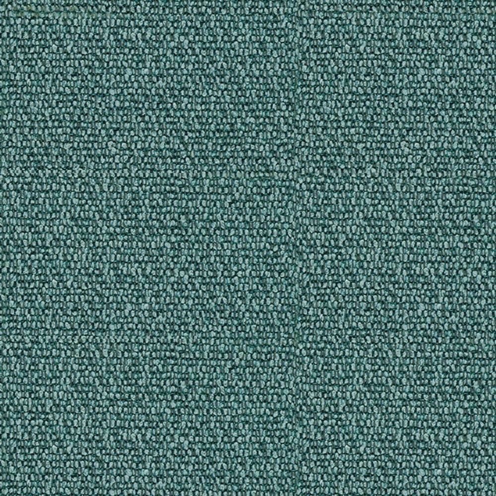 Close-up of teal-green woven 100% polyester upholstery fabric showing a tight, looped texture; contemporary sofa-grade swatch suitable for modern seating.