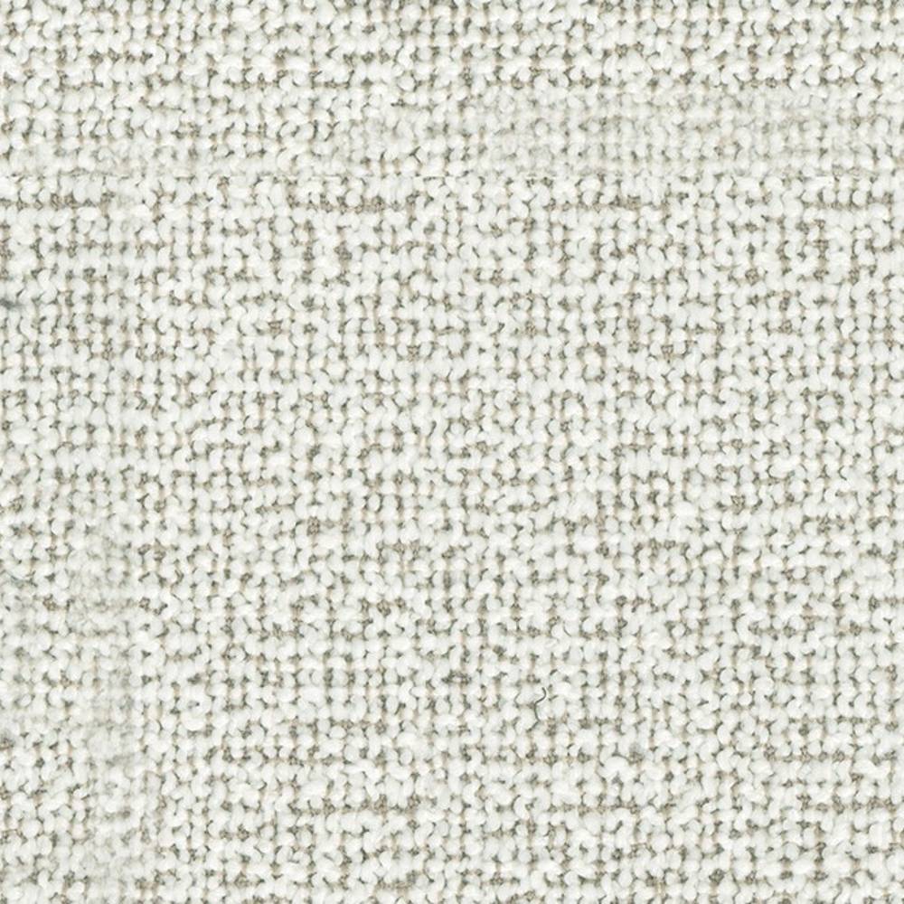 Close-up of cream woven upholstery fabric showing looped texture and subtle gray heathering; 70% acrylic, 30% polyester, sofa-grade.