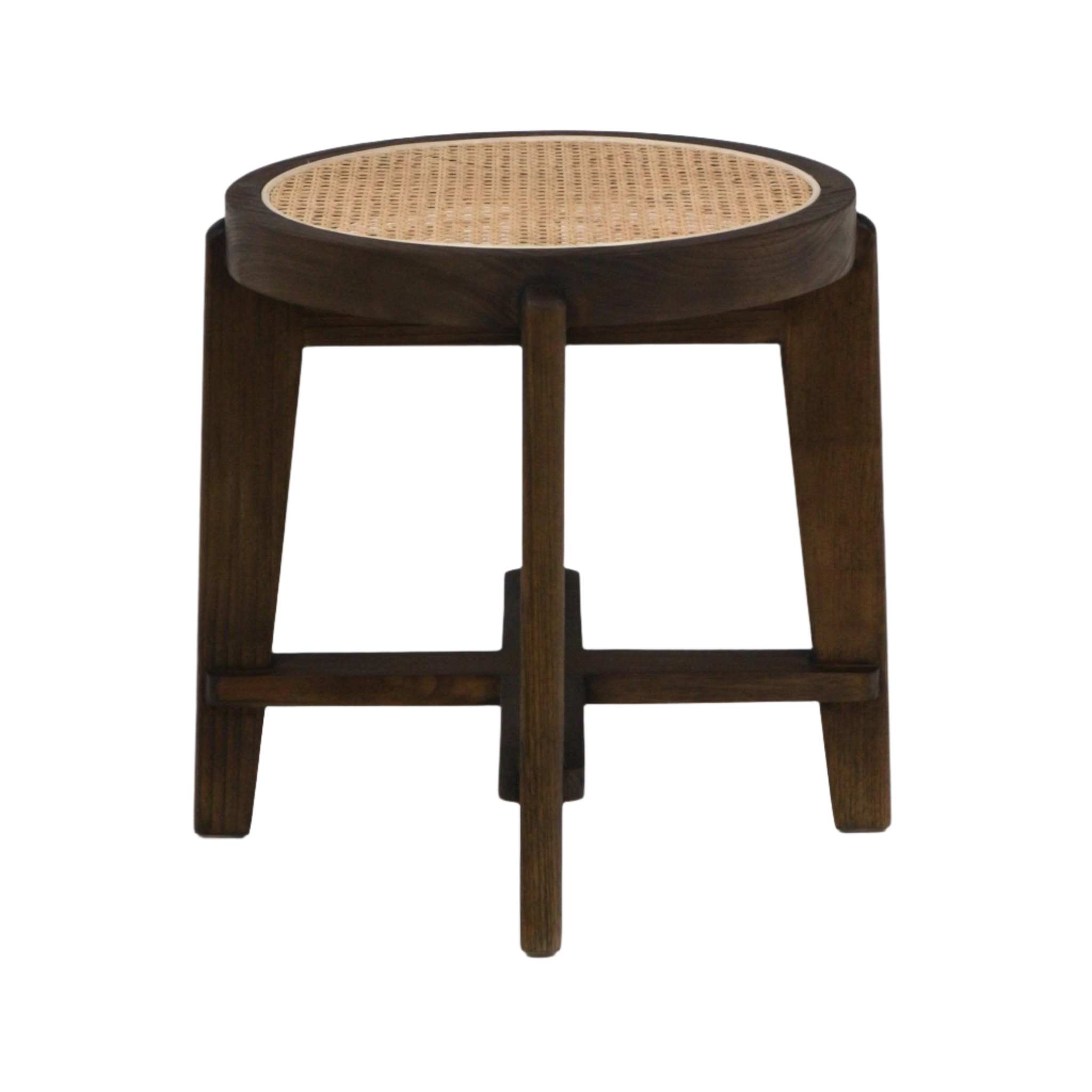 Pierre Jeanneret Stool - Jeanneret Cane Seat Accent Stool