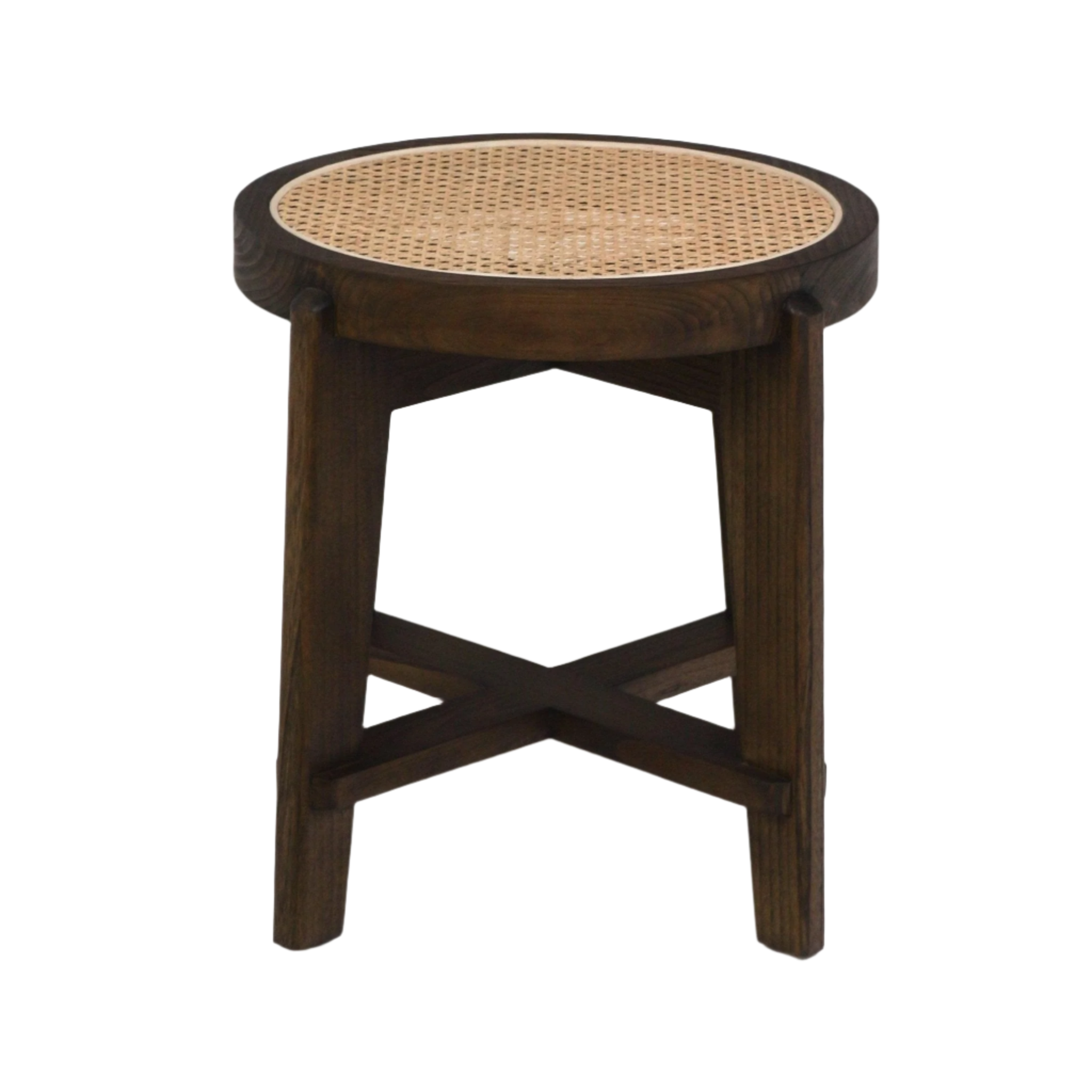 Pierre Jeanneret Stool - Jeanneret Cane Seat Accent Stool