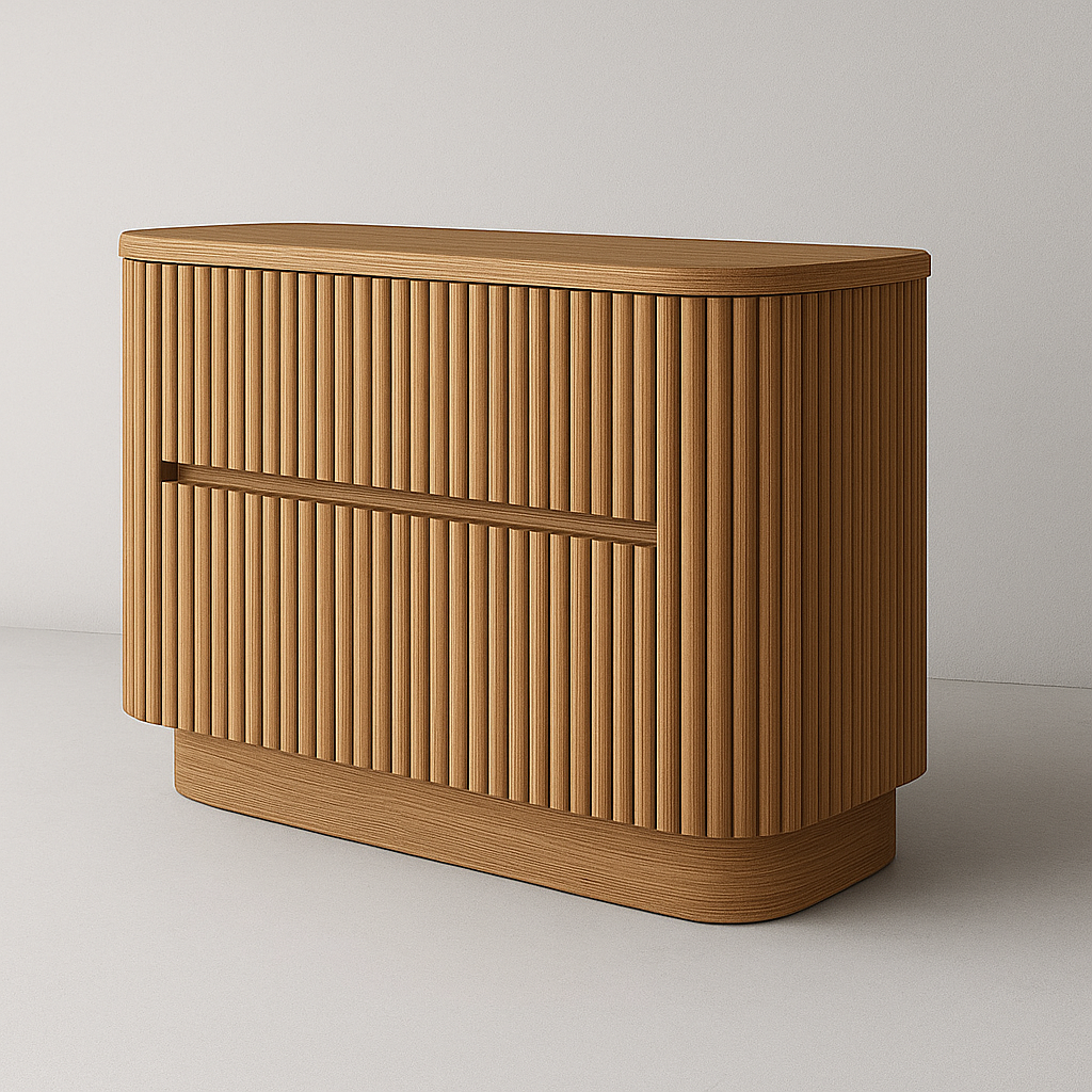 Kaari Fluted Oak Dresser - 2-Drawer Oak Storage Kaari Fluted Oak Dresser - 2-Drawer Oak Storage