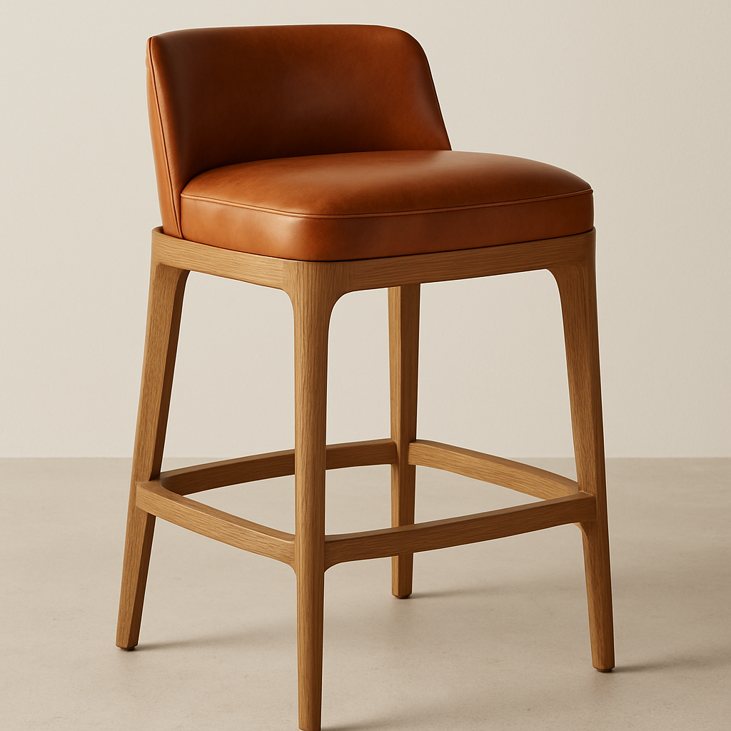 Levate Bar Stool Oak & Cognac Leather