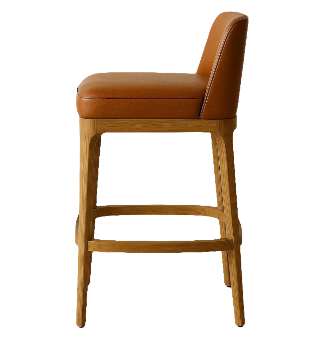 Levate Bar Stool Oak & Cognac Leather
