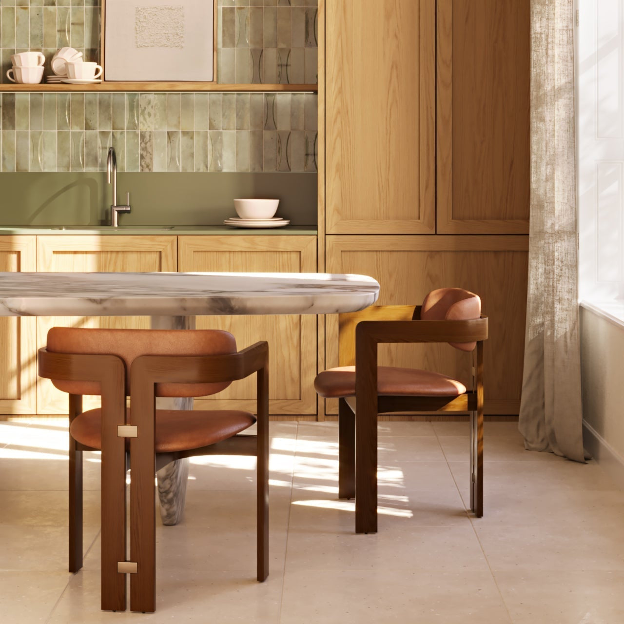 Pamplona Teak Dining Chair with Nubuck Leather Seat