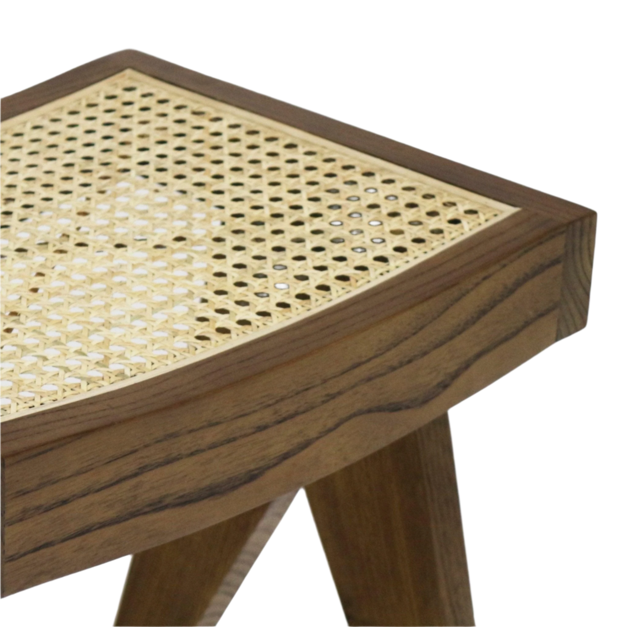 Foot Stool Pierre - Cane Seat Accent Stool with Curved Seat