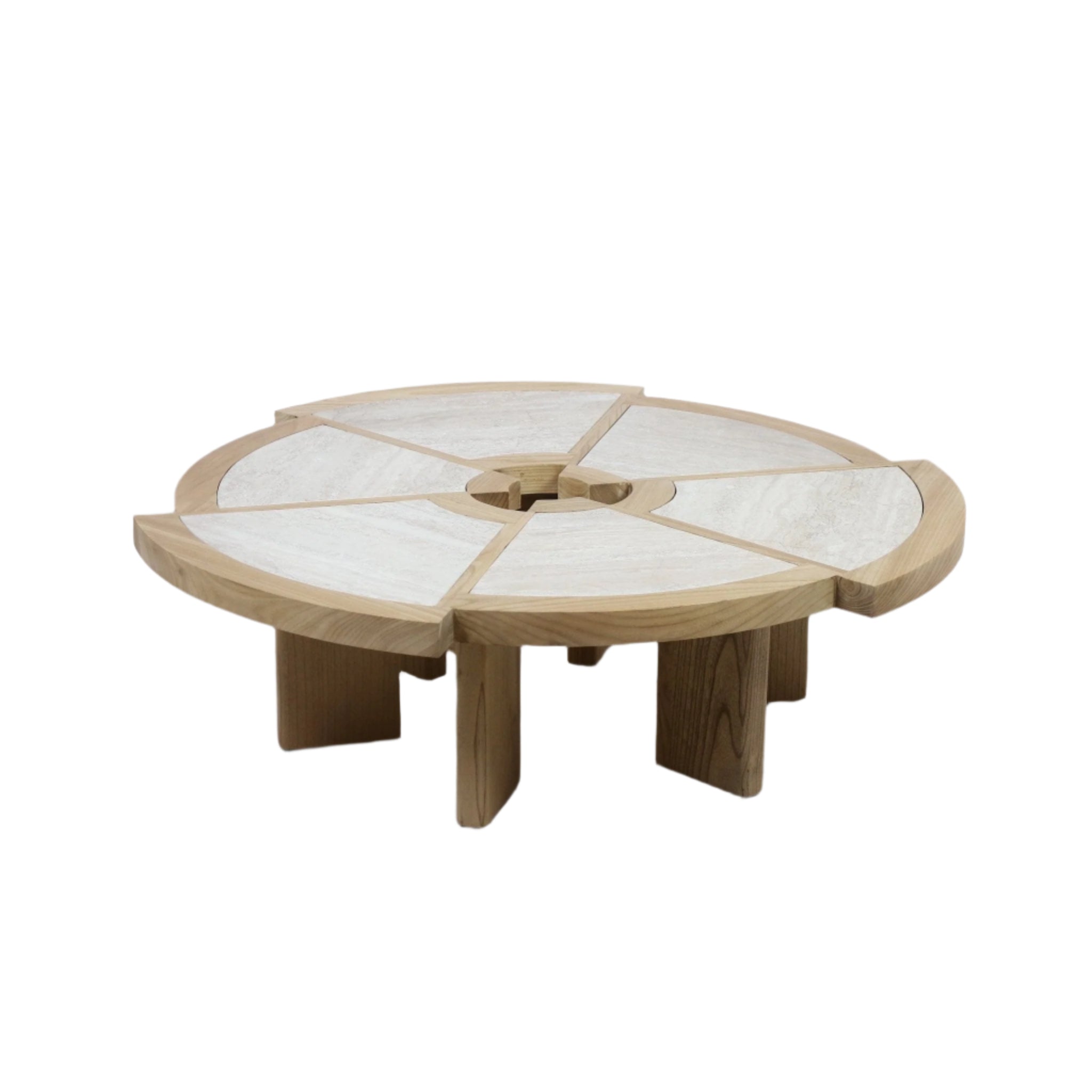 Rio Coffee Table Grande - Solid Oak & Travertine Finish