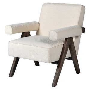 Jeanneret Boucle & Leather Upholstered Accent Chair