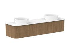 Mussomeli Bathroom Vanity Fluted Teak with Ceramic Bowl and Surface - INTERIORTONIC